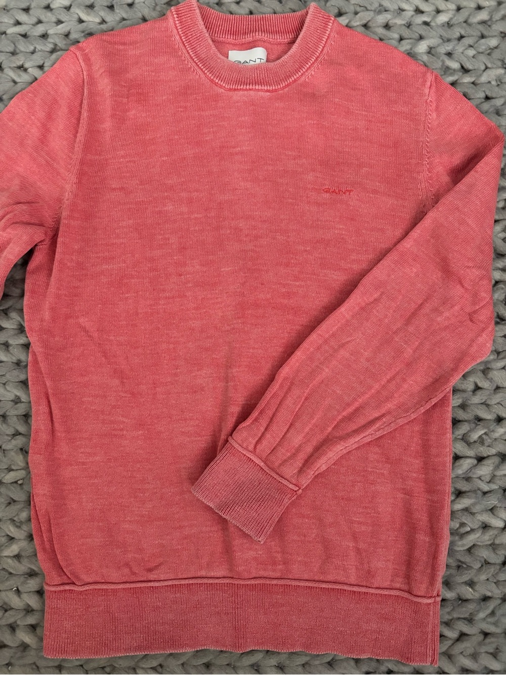 Gant Men's Coral Pink Cotton Crewneck Sweater